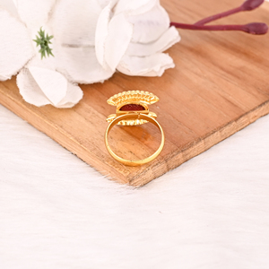 Adjustable <b>Garnet</b> Hydro Gemstone Lab Created Round Gold Plated Brass <b>Ring</b> Handmade Stylish Jewelry for Women - Product Image 5