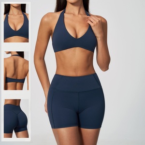 Girls Sports <b>Top</b> Shorts Active Wear Workout Clothes Gym Fitness Clothing 2PCS Yoga Set For Women - Product Image 1
