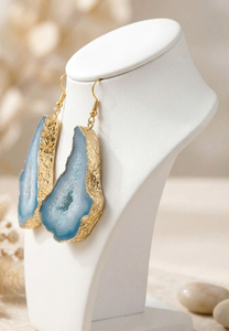Pendientes de microagujas con forma de corazón de ágata drusa para mujer, hechos en India, con gemas, estilo Sky, lo último en pendientes de gota de geoda de azúcar para mujer. - Product Image 2