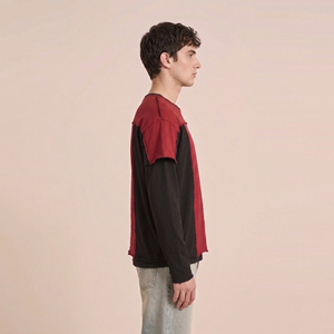 Men's Oversized Long Sleeve Knitted T-Shirt V-Neck Street Style Double <b>Layer</b> <b>Top</b> Heavyweight Double <b>Layer</b> Long Sleeve Shirts - Product Image 3