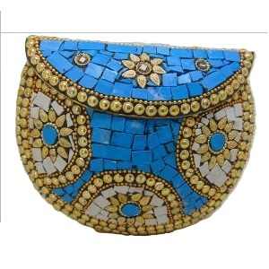 Turquoise Metal Mosaic Clutch Bag Flap Evening <b>Purse</b> Casual Handbag Women <b>Medium</b> Waterproof A.B Handicraftly Metal Wholesale - Product Image 4