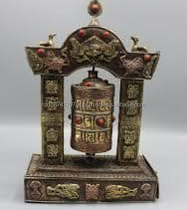 Exclusivo Portalápices de Metal Grabado a Mano en Cobre y Latón, Estilo Religioso Budista, Regalo de Año Nuevo, Técnica Artesanal - Product Image 1
