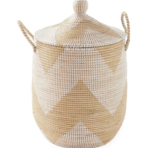 Panier de rangement moderne en jonc de mer tressé à la main avec cordes en plastique Nouveau panier à linge décoratif pour le rangement et l'organisation de la maison - Product Image 4