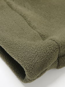 Men's Olive Green Fleece Jacket Pullover Casual Winter Outdoor Wear Breathable Waterproof Windproof Regular Fit Solid Front Logo - Product Image 6