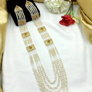 Collier de mariée pakistanais/indien en alliage de zinc avec perles, ensemble de bijoux de mariage tendance, nouveau design pour femmes - Product Image 1
