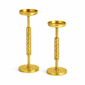 Modern Aluminum Gold Candle Holder Round Dish Style Tealight Stand <b>Decorative</b> Home <b>Decor</b> <b>Table</b> Centerpiece Accent - Product Image 6