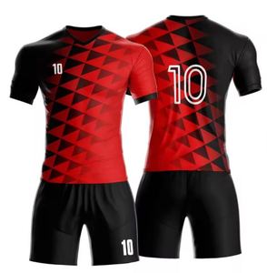 Tenue de football pas chère, kit de football personnalisé, maillot d'équipe imprimé, manches courtes, uni, été, avec tissu doux, confortable et à séchage rapide - Product Image 4