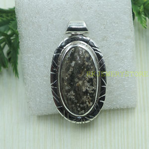 925 Sterling Silver Ocean Jasper Oval Pendant Handmade Natural Gemstone Jewelry Vintage Pattern <b>Statement</b> <b>Necklace</b> Charm Gift - Product Image 2