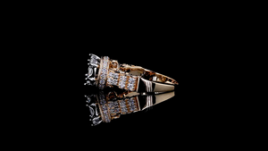 Bague de fiançailles halo bicolore en or 18 carats avec grappe de diamants de laboratoire, bijoux de mariée pour fête de mariage - Product Image 2