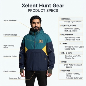 Custom <b>Men's</b> <b>Half</b> <b>Zip</b> Anorak <b>Jacket</b> Waterproof Breathable Nylon Colorblock Pullover Windbreaker Outdoor Hiking Hunting Xelent - Product Image 5