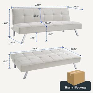 Convertible Fabric Sofa <b>Bed</b> for Living Room <b>Folding</b> Sleeper Design - Product Image 4