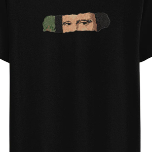 T-shirt personnalisé brodé, motif visage et yeux artistiques, coupe oversize unisexe, streetwear, coton de haute qualité, mode décontractée, fabrication OEM - Product Image 4