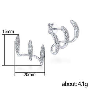Pendientes de tuerca Abbott Niche Design con diseño de corona y engaste de tres garras, plata 925, chapados en oro/plata, circonita, clásicos para uso diario - Product Image 4