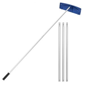 Rastrello da Neve con 24 Lame in Plastica PP, Ruote Raschiatrici Regolabili da 3,8-18,2 Piedi, Manico Antiscivolo per Rimozione Neve - Product Image 1