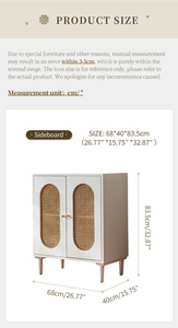 <span class=keywords><strong>Buffet</strong></span> de rangement moderne en rotin <span class=keywords><strong>blanc</strong></span>, style bohème, avec 2 portes cintrées tressées <span class=keywords><strong>et</strong></span> pieds en <span class=keywords><strong>bois</strong></span> massif, pour entrée <span class=keywords><strong>et</strong></span> salon - Product Image 6
