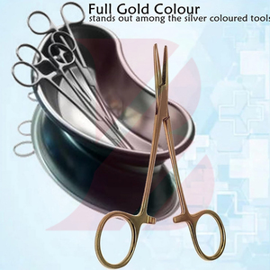 Pinzas Hemostáticas Manuales Kelly de Acero Inoxidable de 5 Pulgadas, Color Dorado, para Uso Hospitalario, Instrumentos Quirúrgicos con Certificación CE - Product Image 4