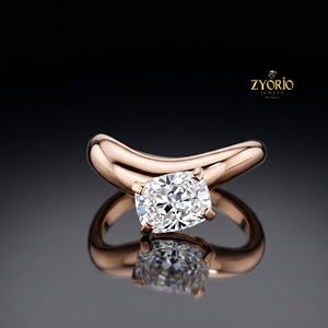 Bague de fiançailles solitaire en or 14 carats avec diamant de laboratoire taille poire, alliance de luxe pour femme - Product Image 4