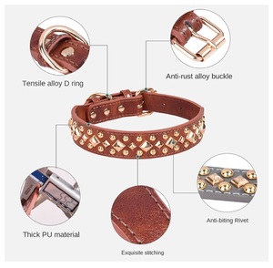 2026 Customized Deluxe Vegan Leather Dog <b>Collar</b> with Durable Padded Comfort Lining Washable & Adjustable - Product Image 5