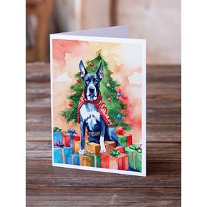 Gran danés caprichoso A7 tamaño 5x7 tarjetas de notas en blanco Paquete de 8 tarjetas de felicitación de Navidad con sobres - Product Image 2