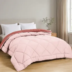 Cozy Rust Microfiber 90 GSM Winter Comforter-Eco-Friendly Breathable Lightweight Vertical Lining <b>Bedding</b> for Guest Rooms - Product Image 3