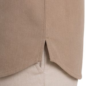 Camisa Casual de Lino y Algodón para Hombre, Color Caqui, Cuello Mandarín, Manga Corta, Transpirable, Verano, Bordada, Manga Enrollable, Personalizada OEM - Product Image 4