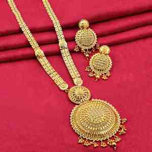 ชุดเครื่องประดับทองไมโคร 14K 18K 24K แบบยาว ขายส่ง, ชุดเครื่องประดับแบบยาวแบบดั้งเดิม, สร้อยคอทองไมโครแฟชั่นแบบยาวทำจากทองเหลือง - Product Image 1