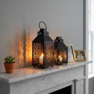 New Middle East Arabian Style Handmade Ironwork Metal Lantern Christmas Easter Decorative Home <b>Candle</b> <b>Holder</b> Portable Hollow - Product Image 3