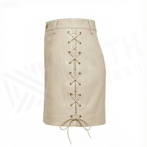 Jupe crayon mini en similicuir taille haute pour femme avec détail latéral à lacets, couleur unie, style sexy, à porter toute l'année - Product Image 3