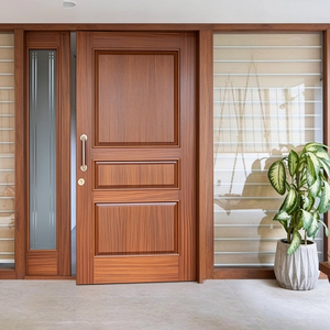 Puerta de Entrada Clásica de Madera Sólida con Panel Lateral de Vidrio, Diseño Moderno, Superficie Acabada, Estilo Abatible, Uso Exterior, Villa, Manual, GA-42S - Product Image 2