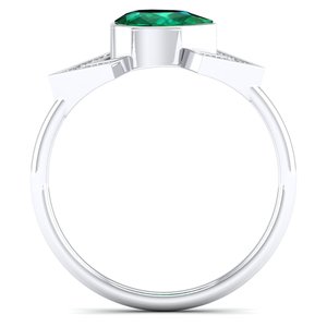 Anillo de Moissanita y Esmeralda con Certificación GRA de Alta Calidad REYES, Elegante Anillo de Compromiso de Oro Blanco de 14K, Joyería de Regalo para Ella - Product Image 4