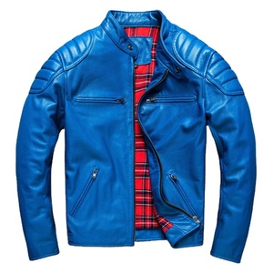 Tendance Veste Slim-fit de haute qualité à fermeture éclair Veste en cuir pleine fleur noire ivoire rayée attrayante pour hommes - Product Image 1