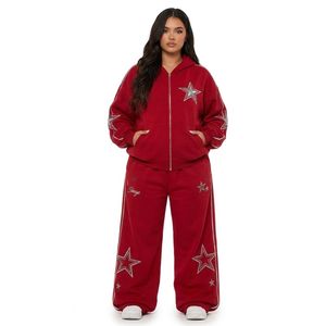 Conjunto Deportivo de Felpa de Algodón para Mujer, de Pierna Ancha, Color Personalizado, Hombros Caídos, Estilo Oversize, para Invierno y Actividades al Aire Libre - Product Image 3