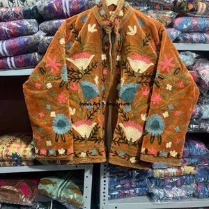 Indian Handmade Suzani Cotton <b>Jacket</b> Hand Embroidered <b>Short</b> <b>Jacket</b> Unisex Coat Handmade Suzani <b>Short</b> <b>Jacket</b> - Product Image 5