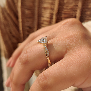 Bague de fiançailles en or avec diamant en forme de cœur de qualité supérieure, sertie pavé torsadé, bijoux de mariée de laboratoire, fournisseur en gros - Product Image 2