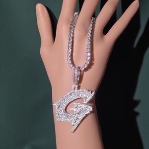 Customize Single Letter Moissanite Hip Hop Pendant 925 Sterling <b>Silver</b> Personalized Gift For Fine Jewelry Pendants & Charms - Product Image 1