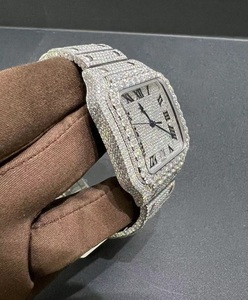 Reloj Mecánico de Movimiento Automático Cuadrado, Estilo Hip Hop, de Alta Calidad, con Esfera Romana Plateada y Diamantes Moissanite - Product Image 2