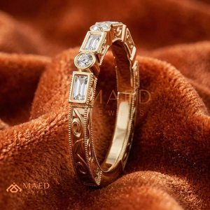 แหวนเพชรโมอิสซาไนต์ทรงบาแกตต์ชุบทอง 18K แหวนแต่งงานแบบ Eternity เครื่องประดับหรูหราจากสหรัฐอเมริกา - Product Image 3