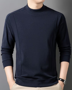 Men's Navy Blue Crew Neck Woven Breathable Polyester Terry Fabric Pullover Casual Long Sleeve Solid Color Oversized Fit Winter - Product Image 6