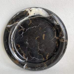 Plateau de service en forme de donut en marbre noir et or, pierre naturelle, décoration de luxe pour la maison, résistant au feu, revêtement mural de cuisine - Product Image 1