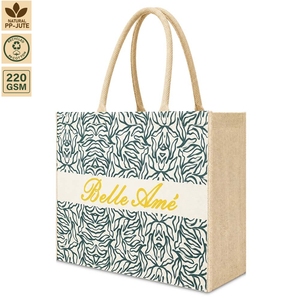 Sac de plage en toile de coton laminée 220 GSM, sac de voyage de plage 40x33x20 cm, logo personnalisé, vente en gros, OEM, marque privée, modèle SS227 - Product Image 1