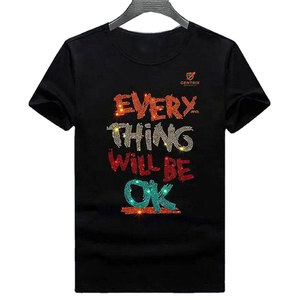 เสื้อยืดถักลายคริสตัลประดับเพชร 100% ผ้าฝ้าย พิมพ์ลายตัวอักษรคริสตัลวิบวับ สไตล์ลำลอง คอกลม ทรงโอเวอร์ไซส์ แขนสั้น สำหรับผู้ชาย - Product Image 1
