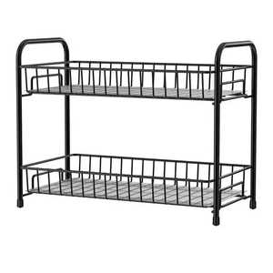 Égouttoir à vaisselle en fil métallique noir pour comptoir de cuisine, support de rangement avec porte-ustensiles et plateau - Product Image 3
