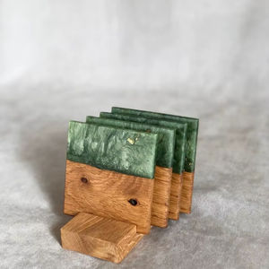 Sous-verres en bois en résine époxy - Product Image 1