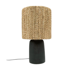 Black Durable & <b>Portable</b> <b>Table</b> <b>Lamp</b> Woven Jute Shade Bedside Desk Light Modern Home Decor - Product Image 1