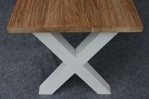 Rectangular <b>Coffee</b> <b>Table</b> Cross Leg Solid Teak Wood Non-Foldable with <b>White</b> Washed Top <b>Table</b> Finish TAB23 Model - Product Image 6
