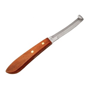 Cuchillo Hoof de hoja ancha, doble filo, mano derecha, herrero, caballo, hoja de acero inoxidable de alta calidad, mango de madera - Product Image 1