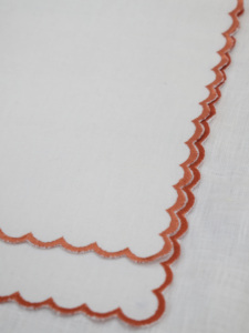 Modern <b>Square</b> Scallop <b>Edge</b> Embroidered 100% European Flax Linen Napkins Set Reusable Eco-Friendly Wedding Table Decor Customized - Product Image 6