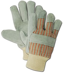 Winter Heavy Duty Work Gloves <b>Cow</b> Split Leather Palm Knit Cuff Split Large Gray Working Gloves Pig - Product Image 1