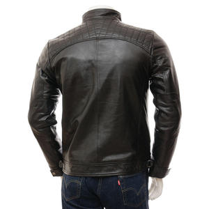 Blouson de travail personnalisé pour homme, style motard, en cuir, avec fermeture éclair, vente en gros, blouson rétro en cuir pour homme - Product Image 3