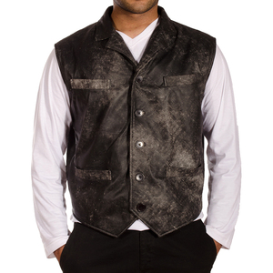 Chaleco de Cuero Desgastado Hecho a Mano de Estilo Moderno para Hombre, Estilo Retro de Motocicleta, Fabricante y Proveedor Mayorista - Product Image 1